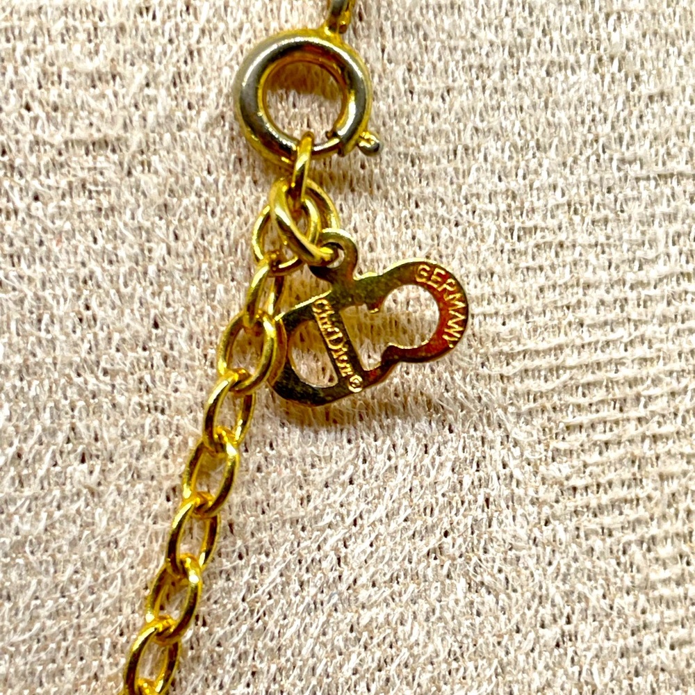 Christian Dior Vintage Oval Gold with Black Enamel Pendant Necklace - Picture 7 of 10